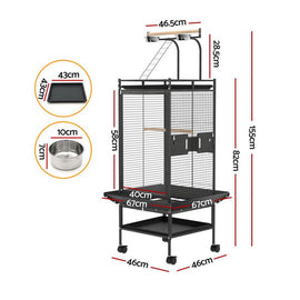 i.Pet Bird Cage Large Cages 155cm Parrot Aviary Stand - Alone Budgie Wheels Castor - RnR Galore