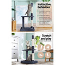 i.Pet Cat Tree 102cm Scratching Post Tower Scratcher Condo House Board Grey - RnR Galore