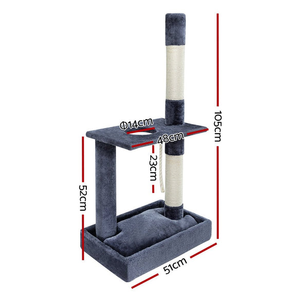 i.Pet Cat Tree 102cm Scratching Post Tower Scratcher Condo House Board Grey - RnR Galore