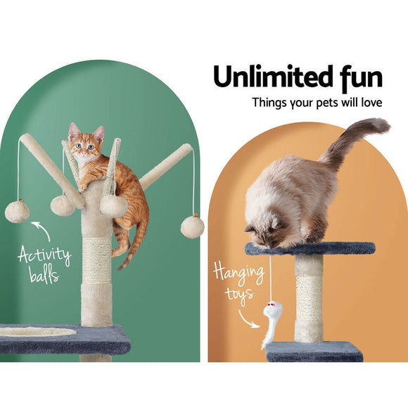 i.Pet Cat Tree 110cm Tower Scratching Post Scratcher Wood Condo House Bed Toys - RnR Galore