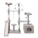 i.Pet Cat Tree 135cm Tower Scratching Post Scratcher Wood Condo House Toys Grey - RnR Galore