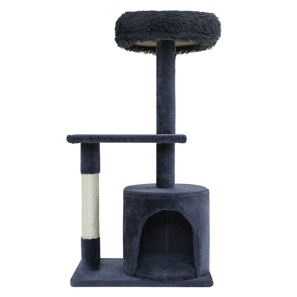 i.Pet Cat Tree 94cm Scratching Post Tower Scratcher Condo House Wood Trees Grey - RnR Galore