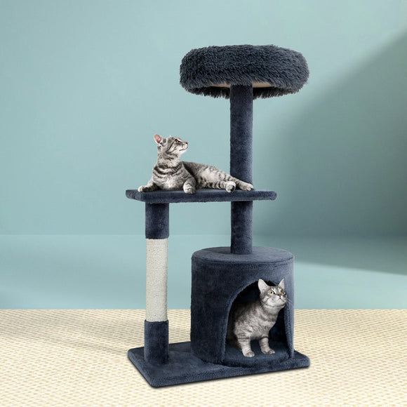 i.Pet Cat Tree 94cm Scratching Post Tower Scratcher Condo House Wood Trees Grey - RnR Galore