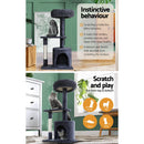i.Pet Cat Tree 94cm Scratching Post Tower Scratcher Condo House Wood Trees Grey - RnR Galore
