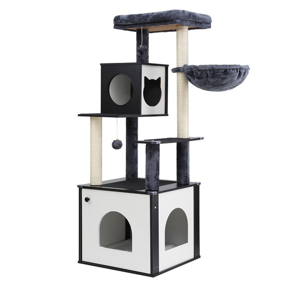 i.Pet Cat Tree Tower Scratching Post Scratcher 144cm Wood Bed Condo House Cabinet - RnR Galore