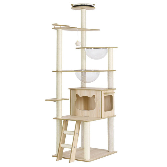 i.Pet Cat Tree Tower Scratching Post Scratcher 174cm Wood Bed Condo House Ladder - RnR Galore