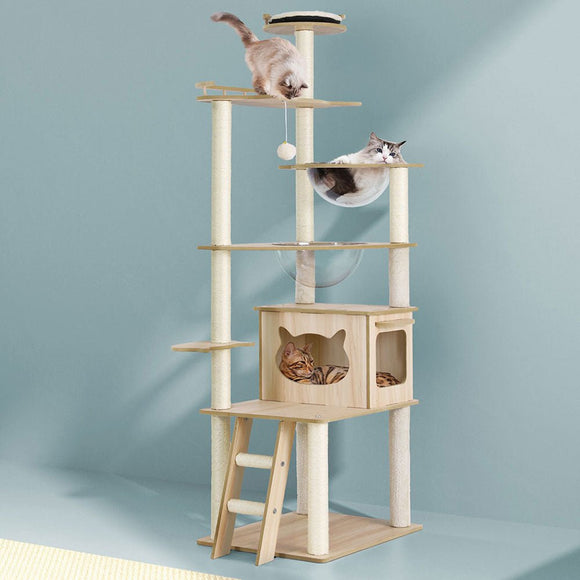 i.Pet Cat Tree Tower Scratching Post Scratcher 174cm Wood Bed Condo House Ladder - RnR Galore