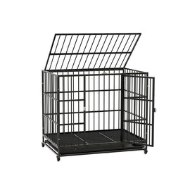 i.Pet Dog Cage Crate Large Puppy Cat Anti - Bite Pet Kennel Wheels w/Tray Metal - RnR Galore