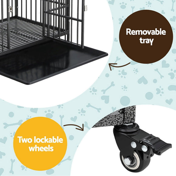 i.Pet Dog Cage Crate Large Puppy Cat Anti - Bite Pet Kennel Wheels w/Tray Metal - RnR Galore