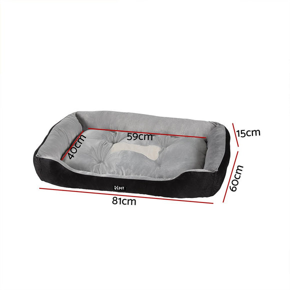 i.Pet Pet Bed Dog Cat Calming Soft Sleeping Comfy Plush Mat Cave Washable Black - RnR Galore