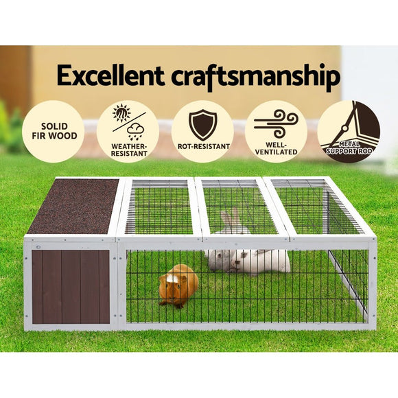 i.Pet Rabbit Hutch 124cm x 90cm x 35cm Chicken Coop Large Outdoor Wooden Run Cage House - RnR Galore