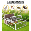 i.Pet Rabbit Hutch 124cm x 90cm x 35cm Chicken Coop Large Outdoor Wooden Run Cage House - RnR Galore