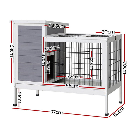 i.Pet Rabbit Hutch Chicken Coop 97cm x 49cm x 86cm Chicken Coop Large Run Wooden Outdoor Cage House - RnR Galore