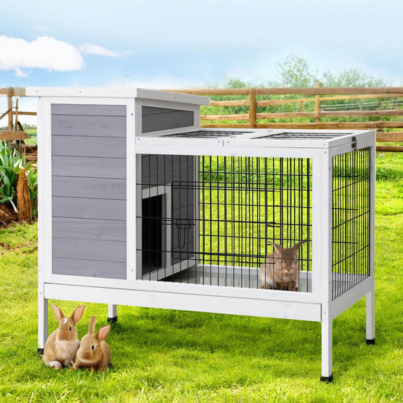 i.Pet Rabbit Hutch Chicken Coop 97cm x 49cm x 86cm Chicken Coop Large Run Wooden Outdoor Cage House - RnR Galore