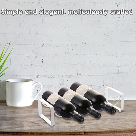 Iron Wine Rack Bottle Holder Metal Display Stand Tabletop Decorative Storage - Brown - RnR Galore