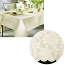 Jacquard Damask Design with Scalloped Edging Table Cloth Cream 150 x 220 cm - RnR Galore