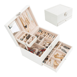 Jewellery Storage Box Girls Rings Necklaces Display Organiser Storage Case - RnR Galore