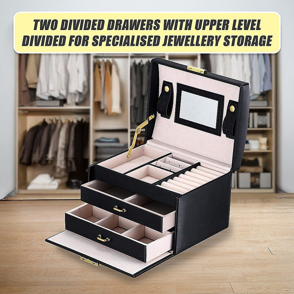 Jewellery Storage Box Girls Rings Necklaces Display Organiser Storage Case - RnR Galore