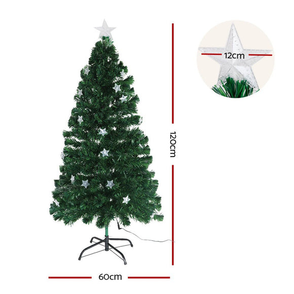 Jingle Jollys 1.2m Christmas Tree Optic Fibre LED Xmas tree Multi Colour - RnR Galore