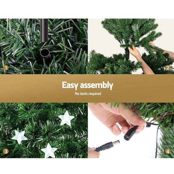 Jingle Jollys 1.8m Christmas Tree Optic Fibre LED Xmas tree Multi Colour - RnR Galore