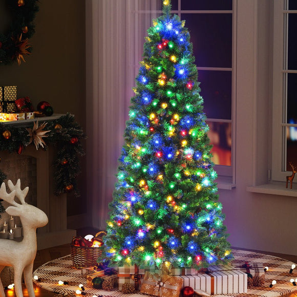 Jingle Jollys 1.8M Pre - lit Christmas Tree 8 Mode Multi Colour 200 LED Light Xmas - RnR Galore