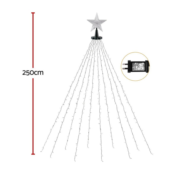 Jingle Jollys 2.5M Christmas Lights Waterfall String Light 300 LED Star Topper - RnR Galore