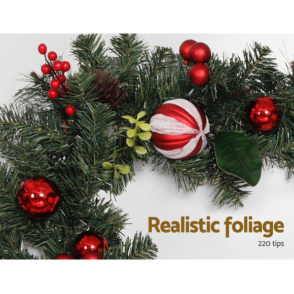 Jingle Jollys 2.7m Christmas Garland with Decorations Xmas Wedding Party - RnR Galore