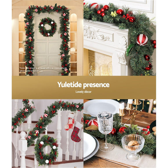 Jingle Jollys 2.7m Christmas Garland with Decorations Xmas Wedding Party - RnR Galore