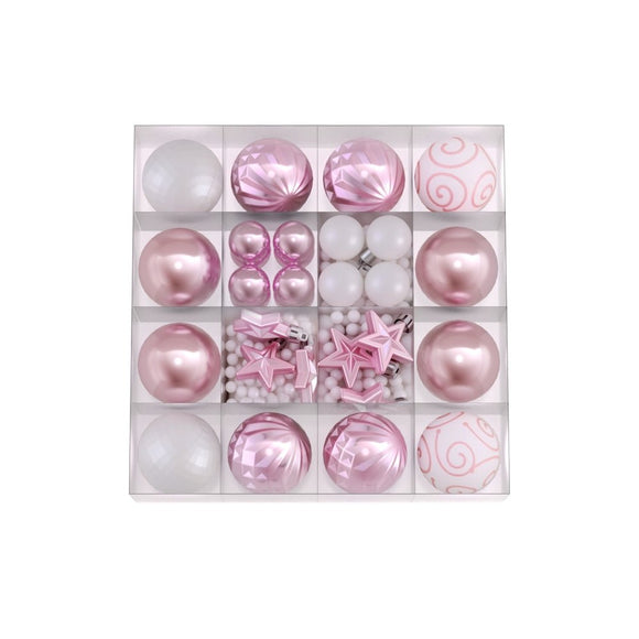Jingle Jollys 33pcs Christmas Tree Decorations Set Baubles Ornaments Party Pink - RnR Galore
