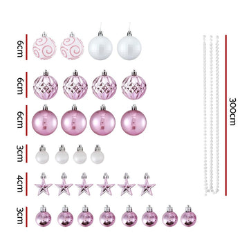 Jingle Jollys 33pcs Christmas Tree Decorations Set Baubles Ornaments Party Pink - RnR Galore