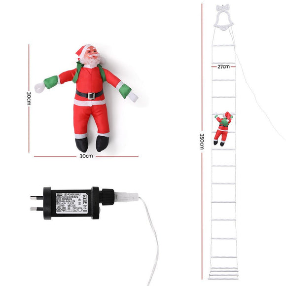 Jingle Jollys 3.5M Christmas Lights 300 LED Ladder Light with Santa Claus Decor - RnR Galore
