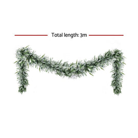 Jingle Jollys 3M Christmas Garland Pre - lit LED Lights Snow Frosted Tips Decor - RnR Galore