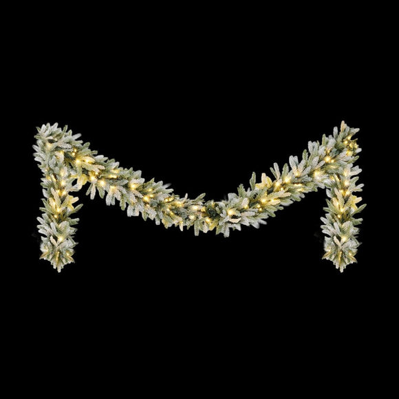 Jingle Jollys 3M Christmas Garland Pre - lit LED Lights Snow Frosted Tips Decor - RnR Galore