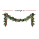 Jingle Jollys 3M Christmas Garland Pre - lit LED with Pine Cones Xmas Decor Green - RnR Galore