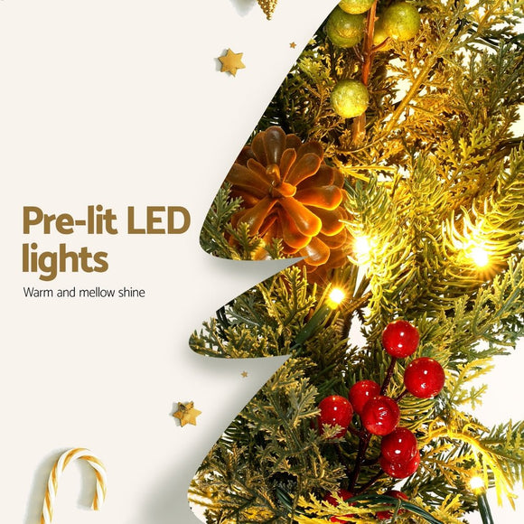 Jingle Jollys 3M Christmas Garland Pre - lit LED with Pine Cones Xmas Decor Green - RnR Galore