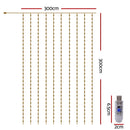 Jingle Jollys 3X3M Christmas Lights Curtain String Light 300 LED Warm White - RnR Galore