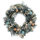 Jingle Jollys 60cm Christmas Wreath with LED Lights Snowy Garland Xmas Decor - RnR Galore