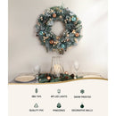 Jingle Jollys 60cm Christmas Wreath with LED Lights Snowy Garland Xmas Decor - RnR Galore