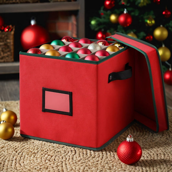 Jingle Jollys Christmas Baubles Storage Box 64 Dividers Xmas Ornaments Container - RnR Galore
