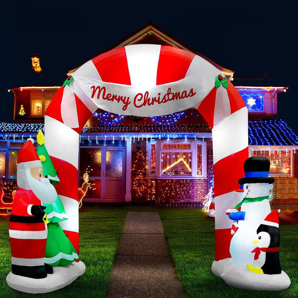 Jingle Jollys Christmas Inflatable Archwary Santa 3M Illuminated Decorations - RnR Galore