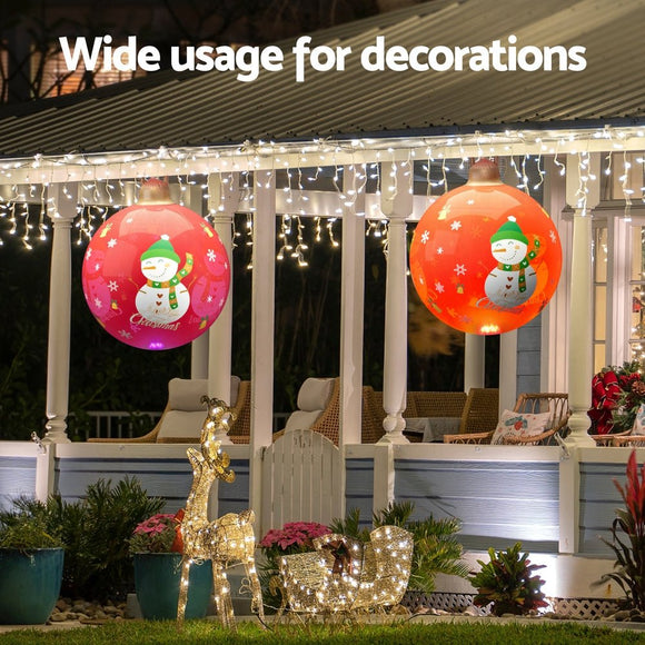 Jingle Jollys Christmas Inflatable Ball 60cm Illuminated Led Snowman Xmas Decor - RnR Galore