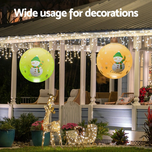 Jingle Jollys Christmas Inflatable Ball 60cm Led Illuminated Snowman Xmas Decor - RnR Galore