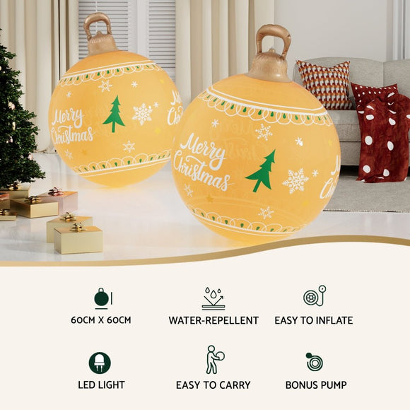 Jingle Jollys Christmas Inflatable Ball 60cm Led Illuminated Xmas Decoration - RnR Galore
