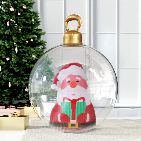 Jingle Jollys Christmas Inflatable Ball 60cm Santa Decoration Giant Bauble Clear - RnR Galore