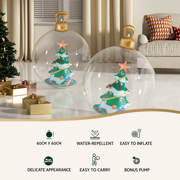 Jingle Jollys Christmas Inflatable Ball 60cm Tree Decoration Giant Bauble Clear - RnR Galore