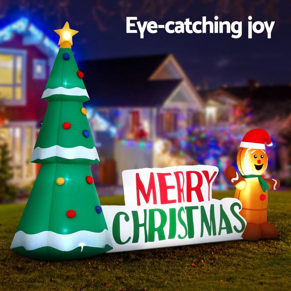 Jingle Jollys Christmas Inflatable Gingerbread Man 1.5M Height LED Decorations Illuminated - RnR Galore