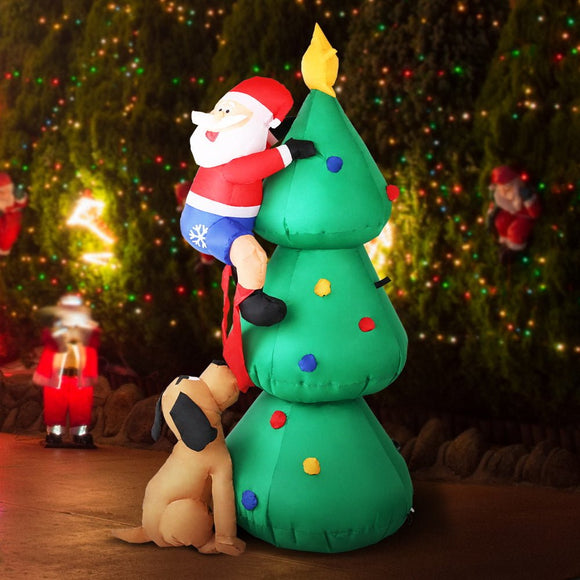 Jingle Jollys Christmas Inflatable Santa Tree 1.8M Illuminated Decorations - RnR Galore