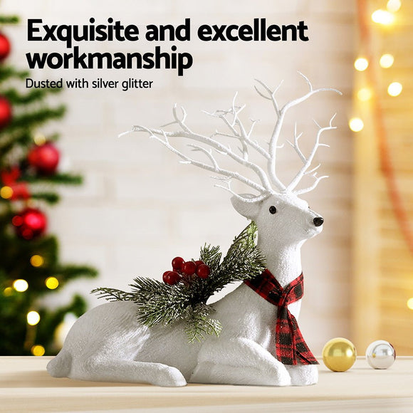 Jingle Jollys Christmas Reindeer 32cm Glitter Deer Ornaments Party Decorations - RnR Galore