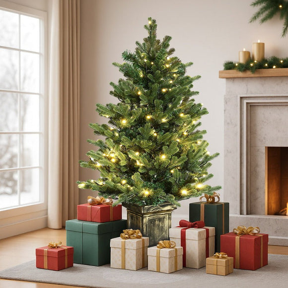 Jingle Jollys Christmas Tree 1.2M LED Potted Xmas Tree Party Decor 8 Light Modes - RnR Galore