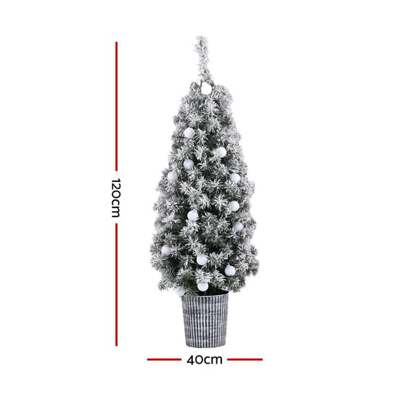 Jingle Jollys Christmas Tree 1.2M Potted Snowy Xmas Tree - RnR Galore